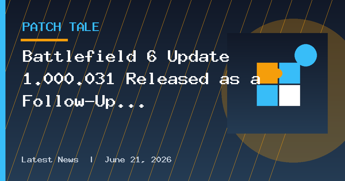 Battlefield 6 Update 1.000.031 Released as a Follow-Up Hotfix on September 16