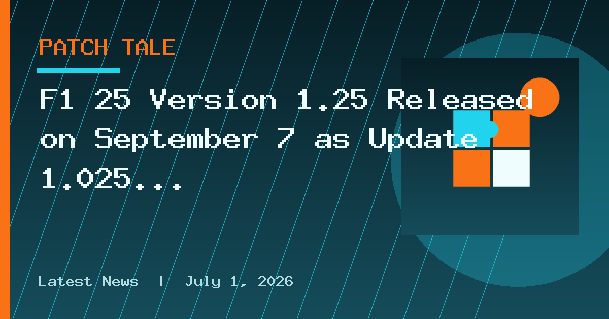 F1 25 Version 1.25 Released on September 7 as Update 1.025 on Consoles