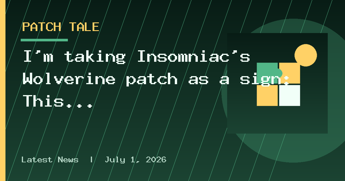I'm taking Insomniac's Wolverine patch as a sign: This is as bad as it's